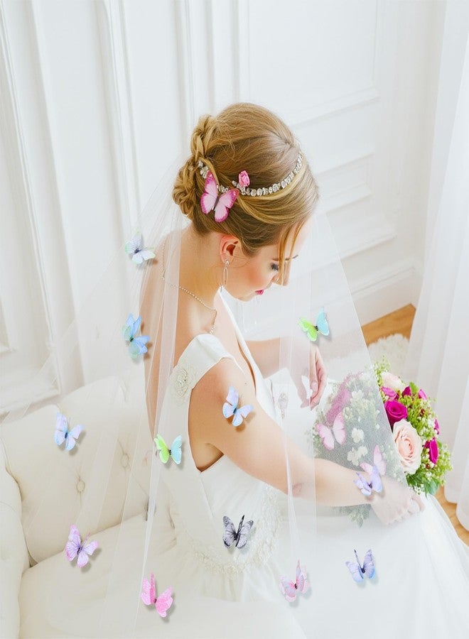 Apausvcm 60Pcs Mini Butterflies for Crafts, Organza Fabric Butterfly Appliques Colorful Double Layer 3D Butterfly Decoration for Wedding Party Hair Accessories Ornament Home Decor (10 Styles) - Image 5